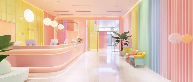 Pastel color palette interior design of a modern office space