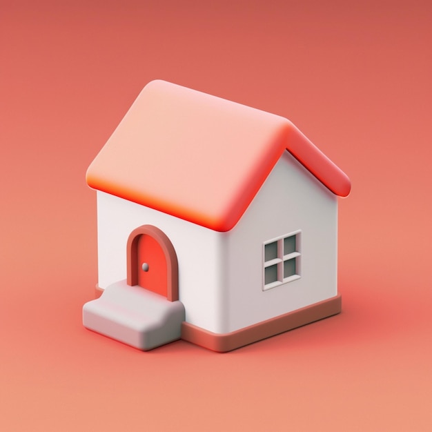 pastel colored isometric 3d house icon in smooth and shiny clay material cartoon style