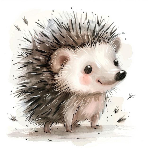 pastel colored little hedgehog in children book illustration