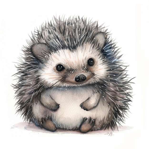 pastel colored little hedgehog in children book illustration