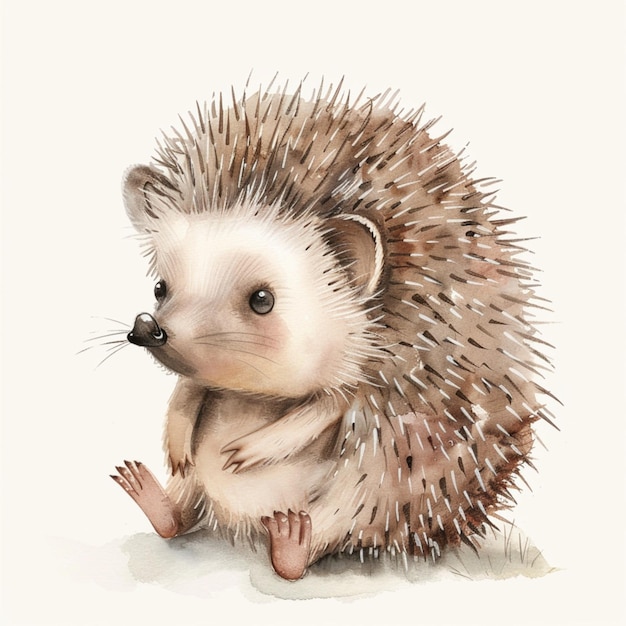 pastel colored little hedgehog in children book illustration