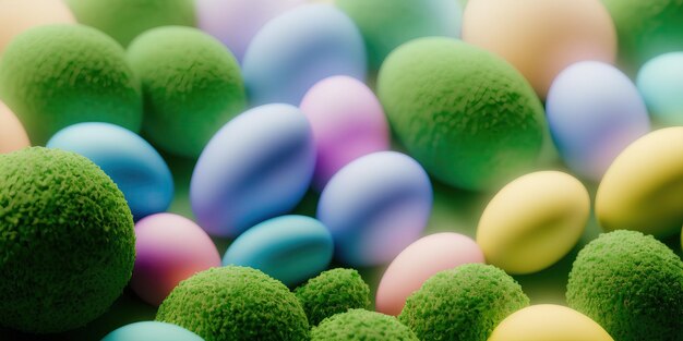 Pastel colorful easter eggs background