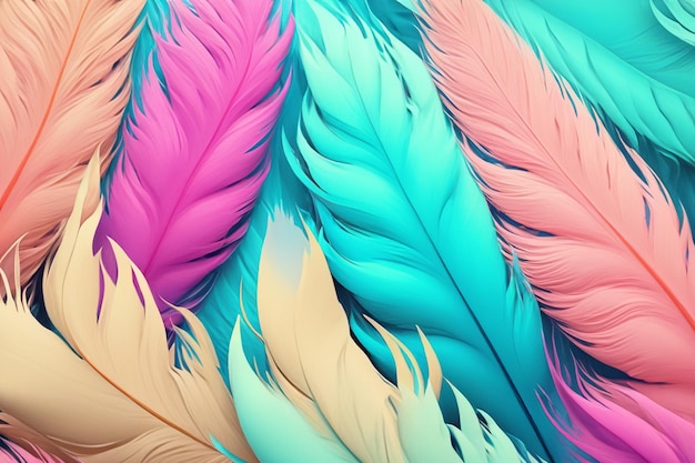 Photo pastel colour feather abstract background