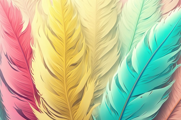 Photo pastel colour feather abstract background