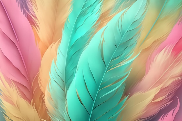 Photo pastel colour feather abstract background