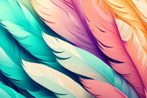 Photo pastel colour feather abstract background