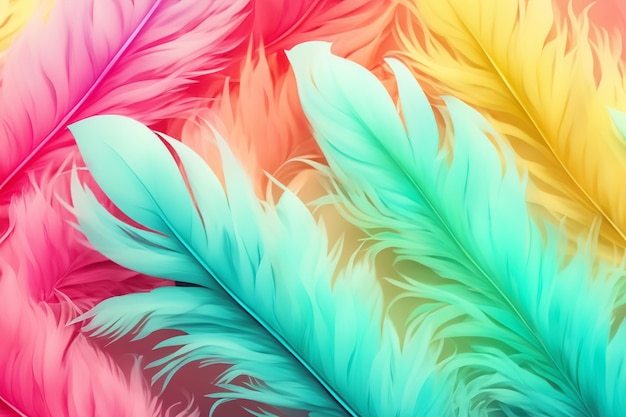 Photo pastel colour feather abstract background