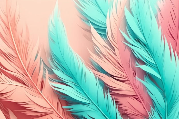 Photo pastel colour feather abstract background