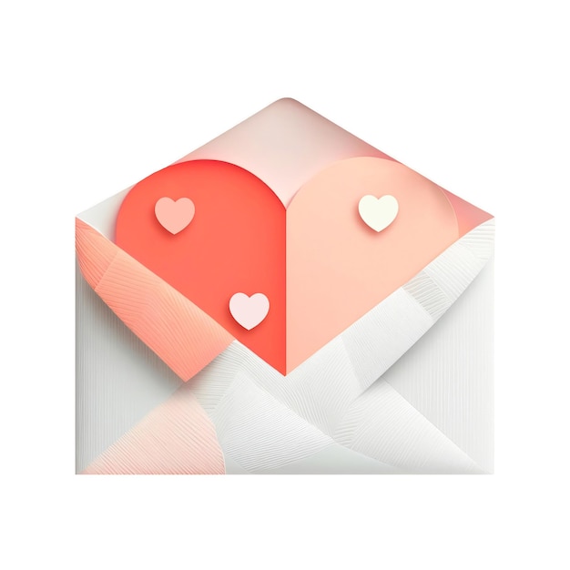 Pastel Colour Paper Cut Hearts Icon Inside Envelope In 3D Render