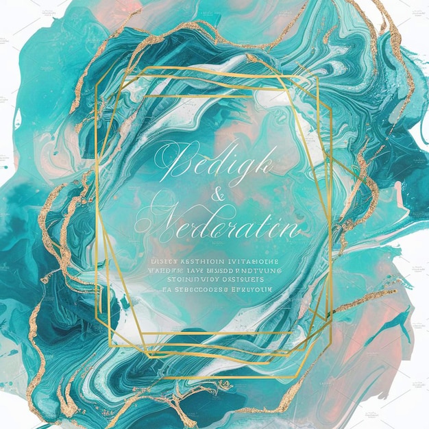 Photo pastel cyan mint liquid marble watercolor background with white lines and brush stains teal turquoi