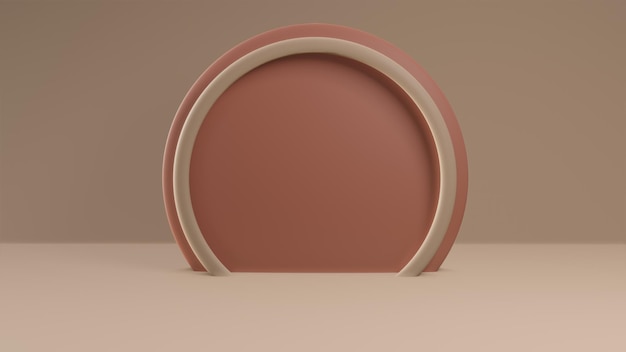 pastel dark and light beige empty minimal podium 3d object render minimal style half circle simple