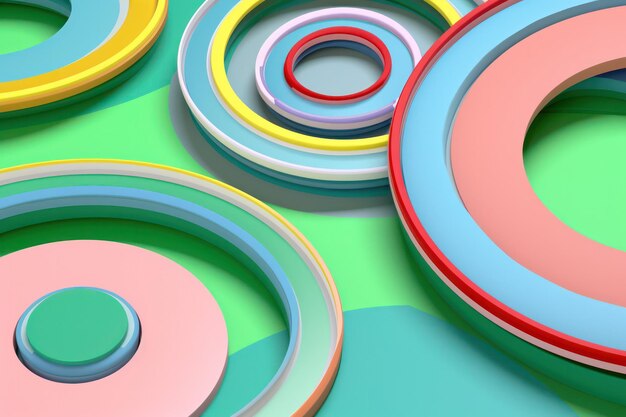 Pastel Dreams Abstract 3D Render of Circles Creates a Serene and Harmonious Background