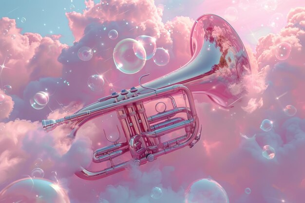 Photo a pastel euphonium in a dreamy sky