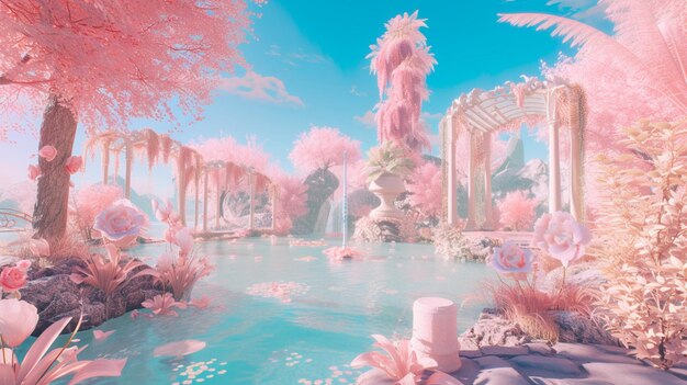 Pastel Fairyland Oasis the lost world AI Generative