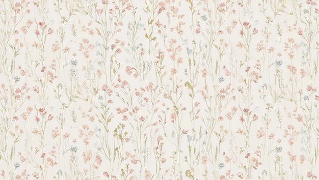 Photo pastel floral background dainty wildflowers in a repeating pattern