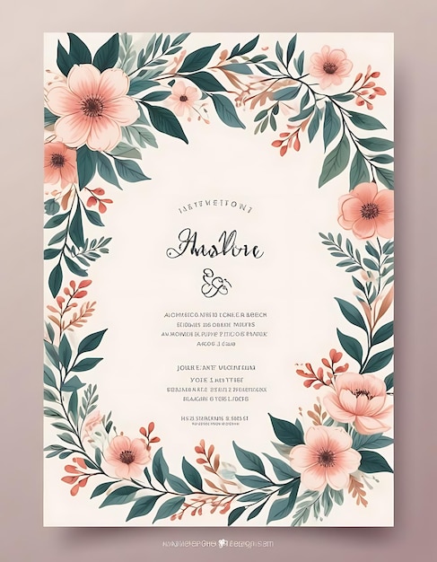 Pastel Floral Wedding Invitation Card for Spring Wedding