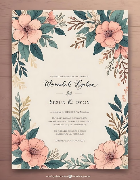 Pastel Floral Wedding Invitation Card for Spring Wedding