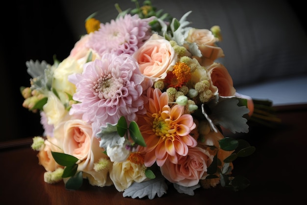 Pastel flower bouquet for a wedding or other special occasion created with generative ai