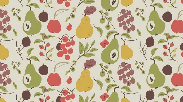 Pastel Fruit Vine Seamless Pattern