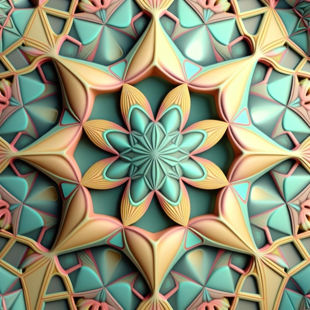 Pastel Geometric Kaleidoscope Pattern