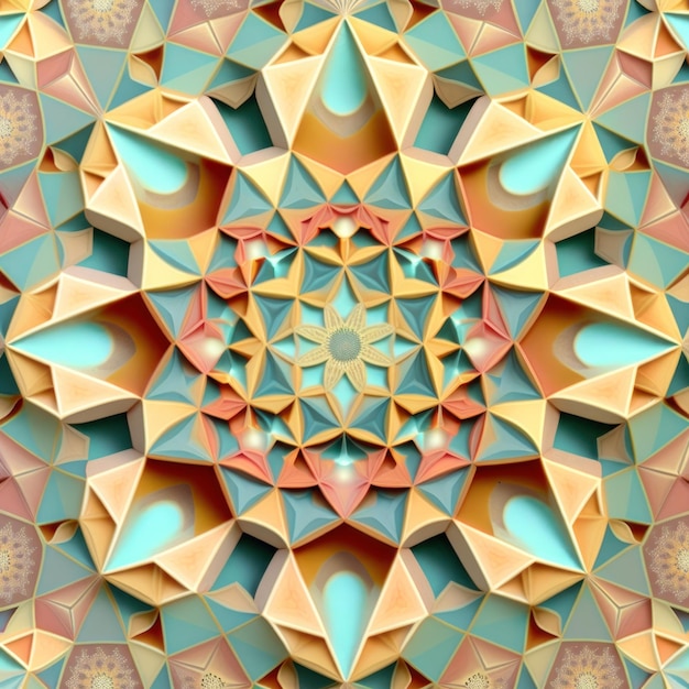 Pastel Geometric Kaleidoscope Pattern