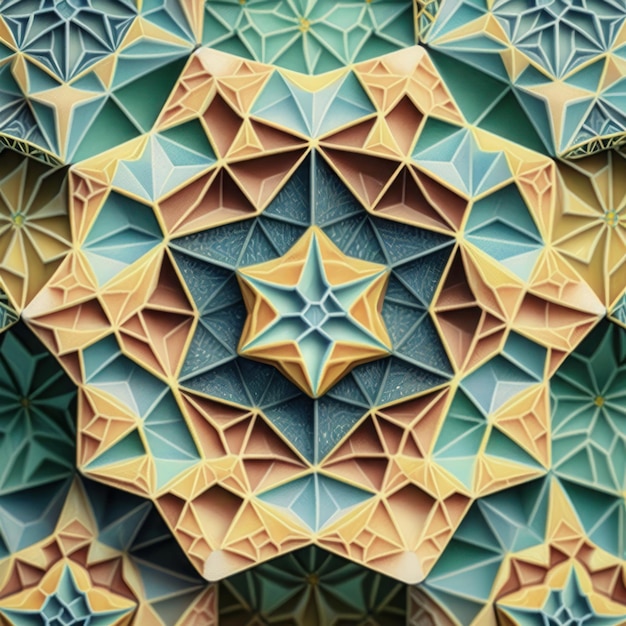 Pastel Geometric Kaleidoscope Pattern