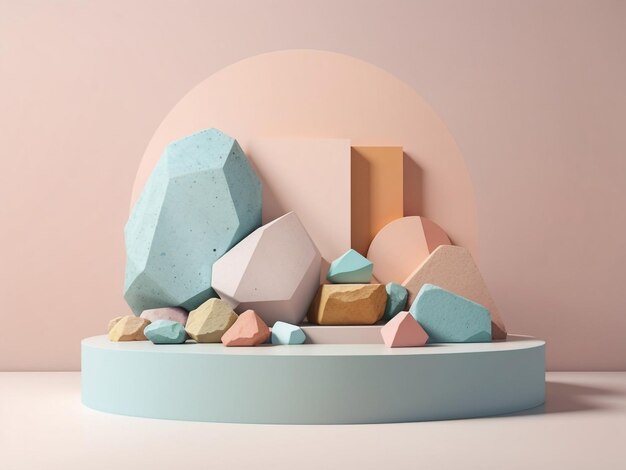 Pastel Geometry Stone and Rock Shape Background