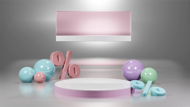 Pastel glass podium 3d rendering for product presentation placement