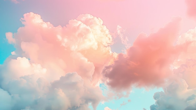 Photo pastel holographic gradient clouds against a soft pink sky