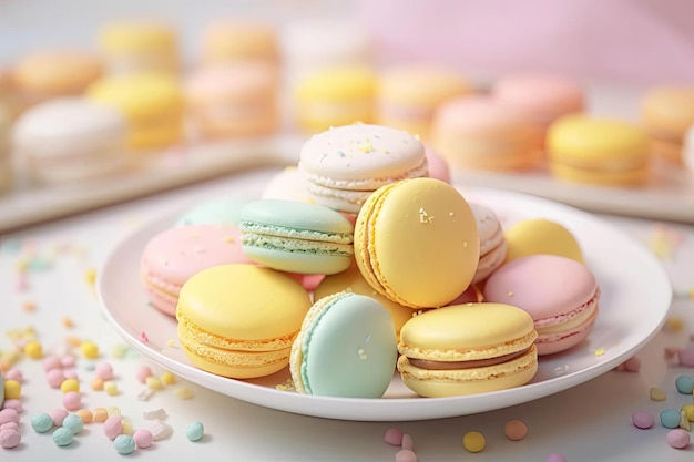 Pastel Macarons Array of Colors Flavors