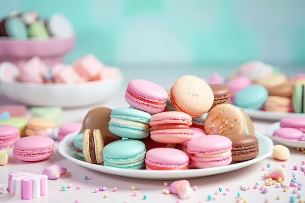 Pastel Macarons Array of Colors Flavors