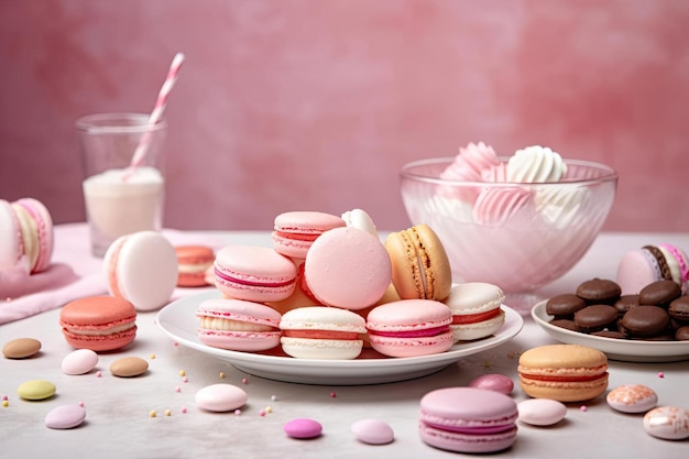 Pastel Macarons Array of Colors Flavors