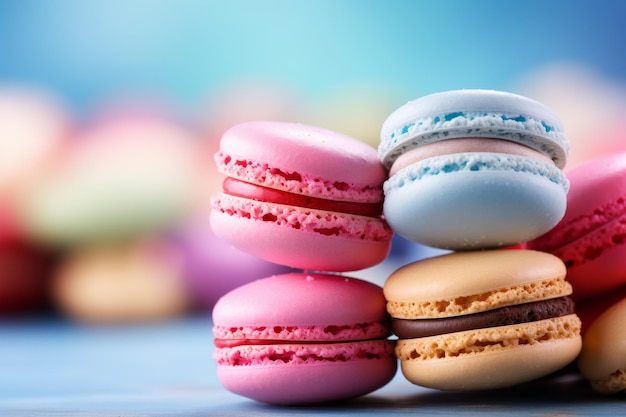 Pastel macarons variety on charming pastel background buy now for a sweet treat