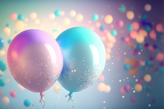 Pastel party balloons Generative Ai