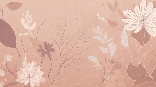 Pastel Pink Beige Background with Elegant Floral Pattern AI Generation