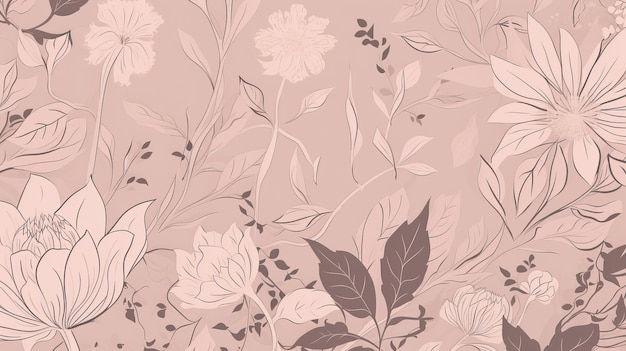 Pastel Pink Beige Background with Elegant Floral Pattern AI Generation