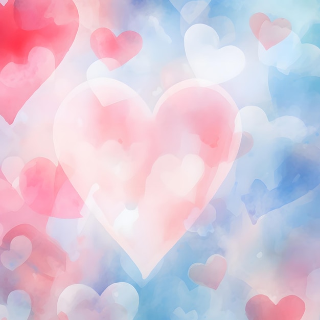 pastel pink and blue heart watercolor background Valentine's Day day of love