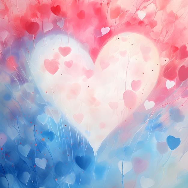 pastel pink and blue heart watercolor background Valentine's Day day of love