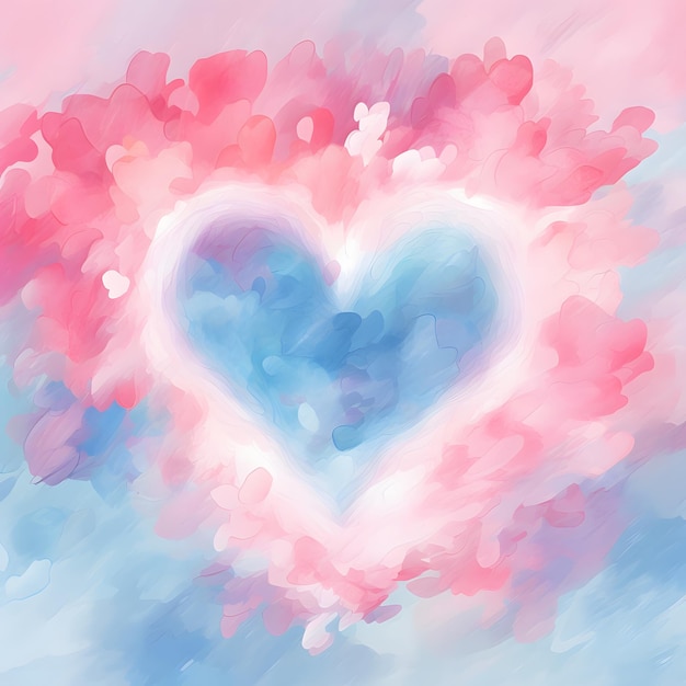 pastel pink and blue heart watercolor background Valentine's Day day of love