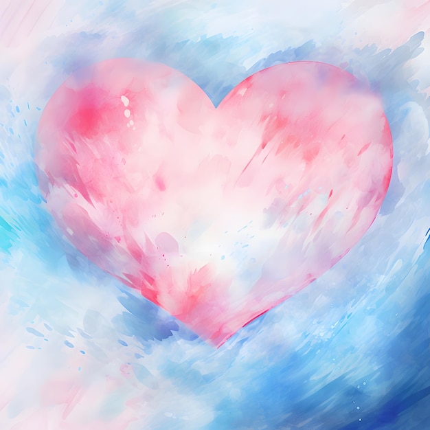 pastel pink and blue heart watercolor background Valentine's Day day of love