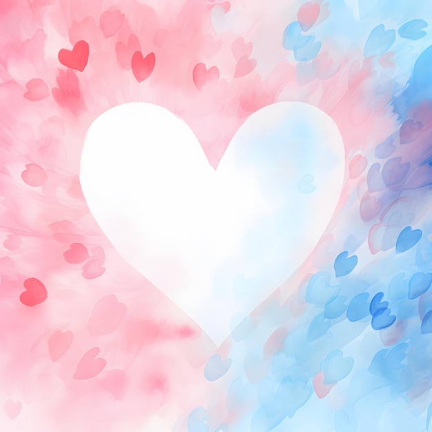 pastel pink and blue heart watercolor background Valentine's Day day of love