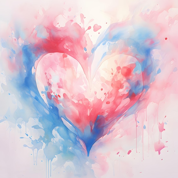 pastel pink and blue heart watercolor background Valentine's Day day of love