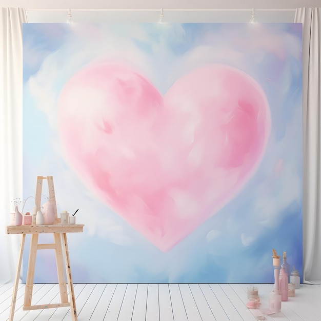 pastel pink and blue heart watercolor background Valentine's Day day of love