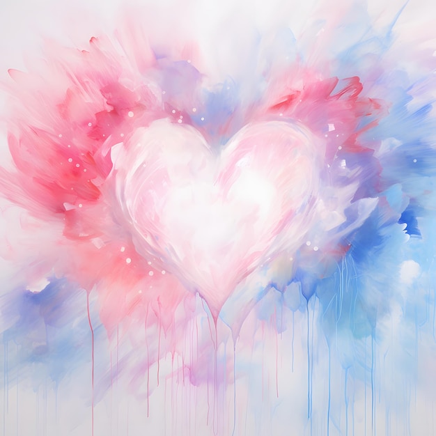 pastel pink and blue heart watercolor background Valentine's Day day of love