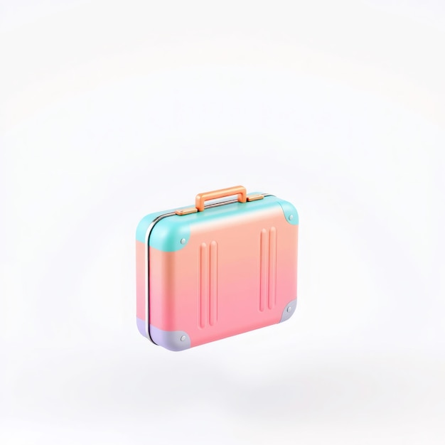 Photo pastel pink and blue suitcase with orange handle