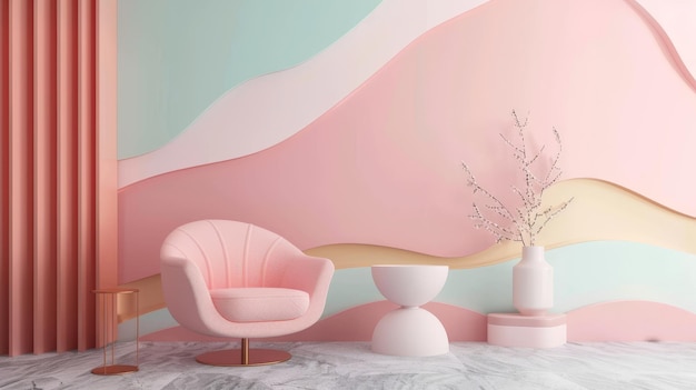 Pastel Pink and Green Room Interior Design