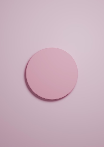 Pastel pink simple minimal product display background top view flat lay cylinder circle podium stand