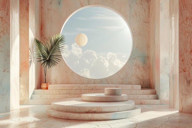 Pastel Podium With Celestial View