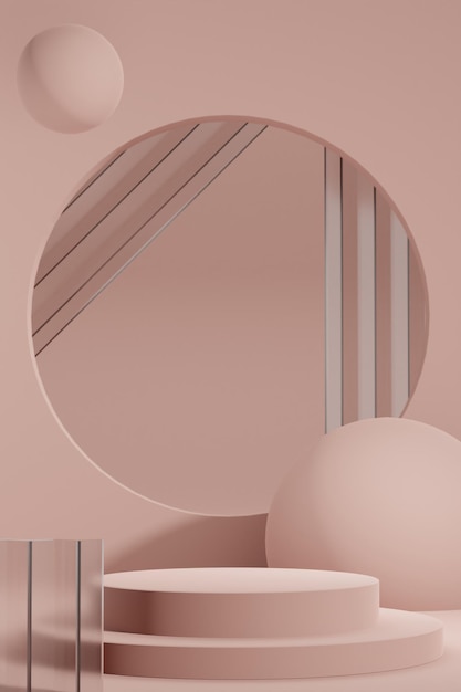 pastel podium with simple geometry