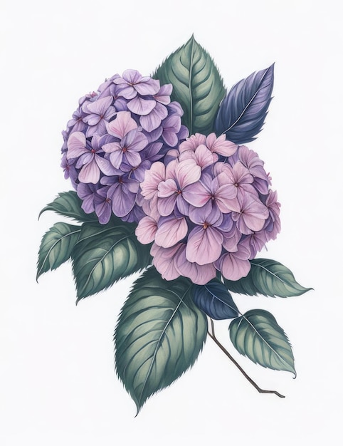 Pastel purple and pink hydrangea Generative AI